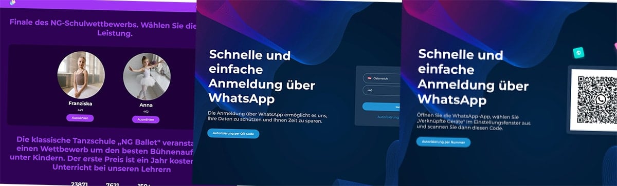 "Finale des NG-Schulwettbewerbs - Abstimmung für Franziska oder Anna" | Screenshots der Fake-Webseite