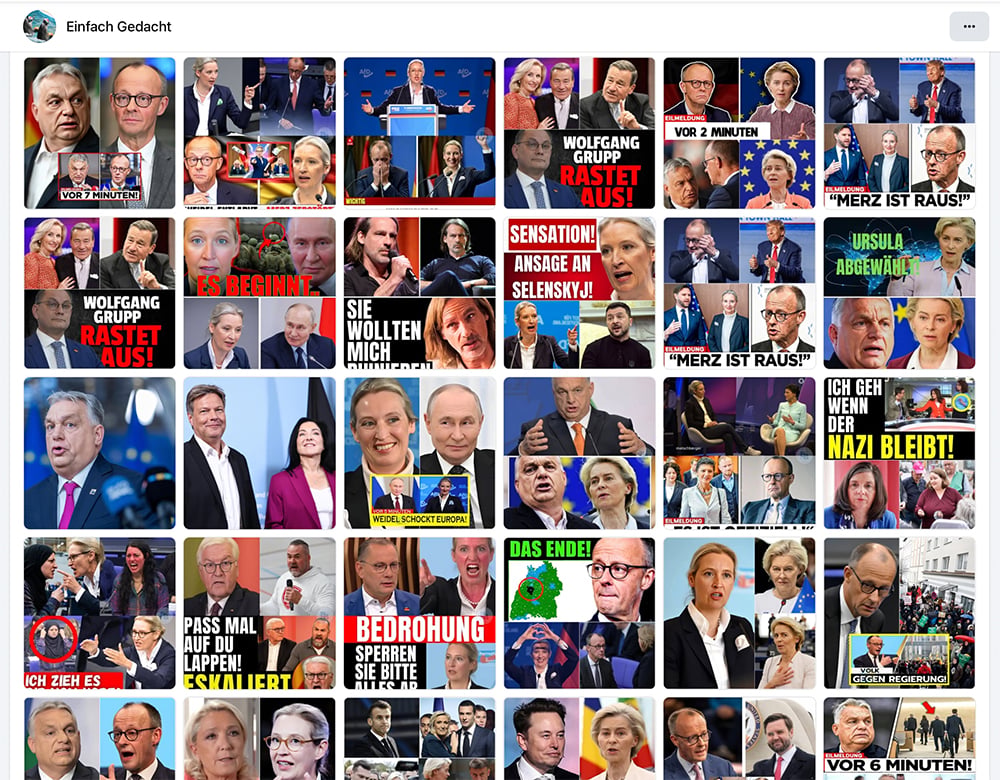Zahlreiche "Skandal-Meldungen" aus dem Bereich Politik und Medien - Klassischer Clickbait | Screenshot der Inhalte auf der Facebook-Seite