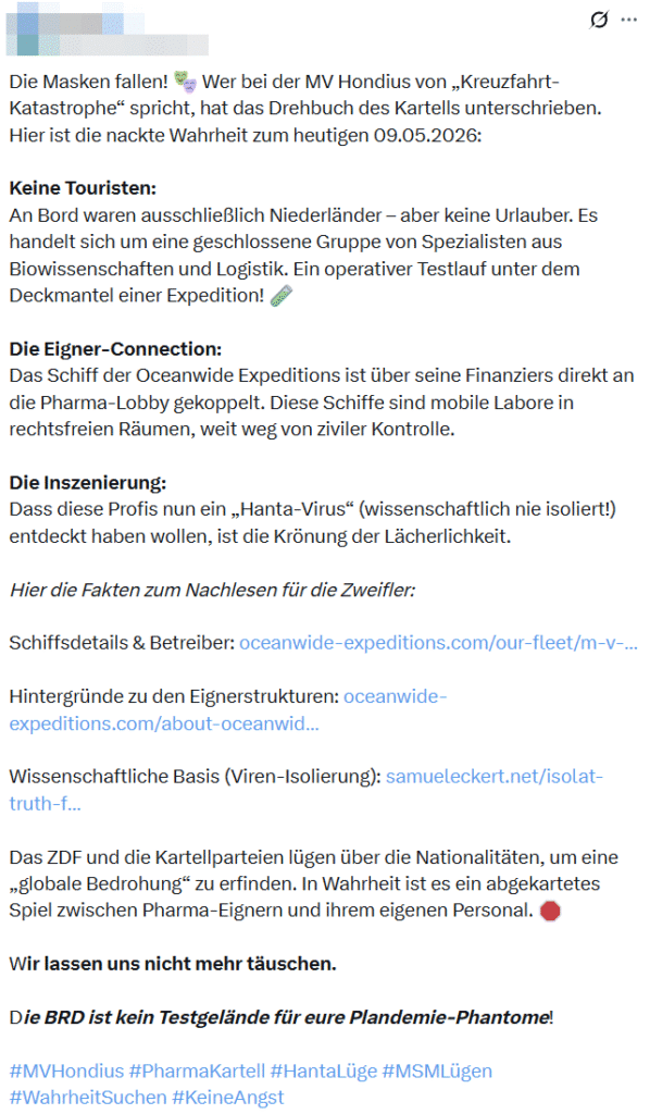 Faktencheck: Ist die MV Hondius wirklich ein Pharma-Testlauf?