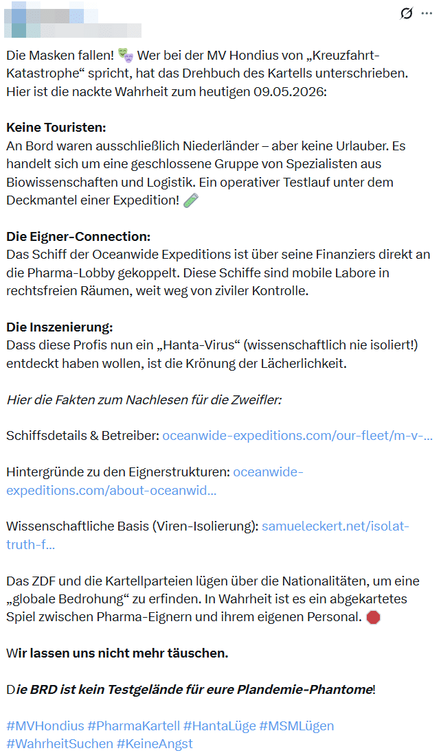 Ist die MV Hondius ein Pharma-Testlauf?