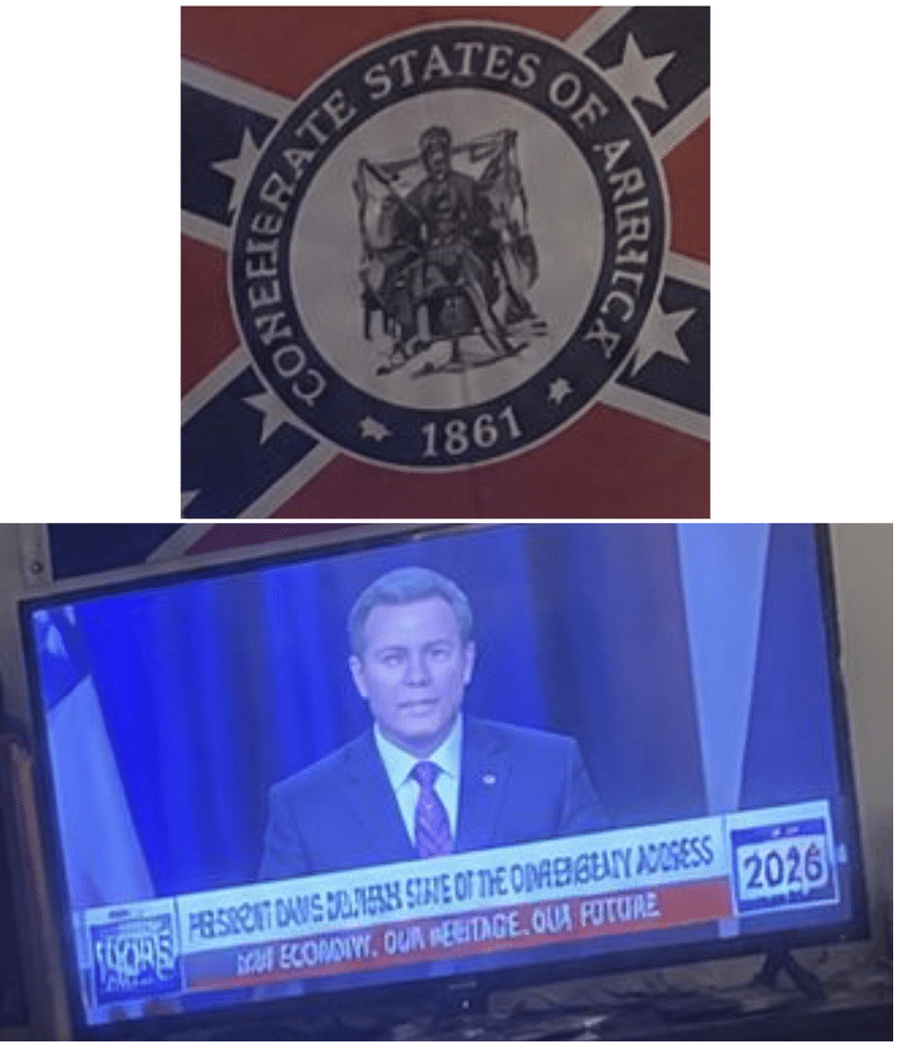 Zeigt dieses Bild mit einer Konföderiertenflagge wirklich einen US-Haushalt?