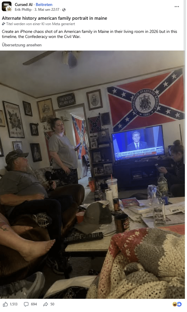 Zeigt dieses Bild mit einer Konföderiertenflagge wirklich einen US-Haushalt?