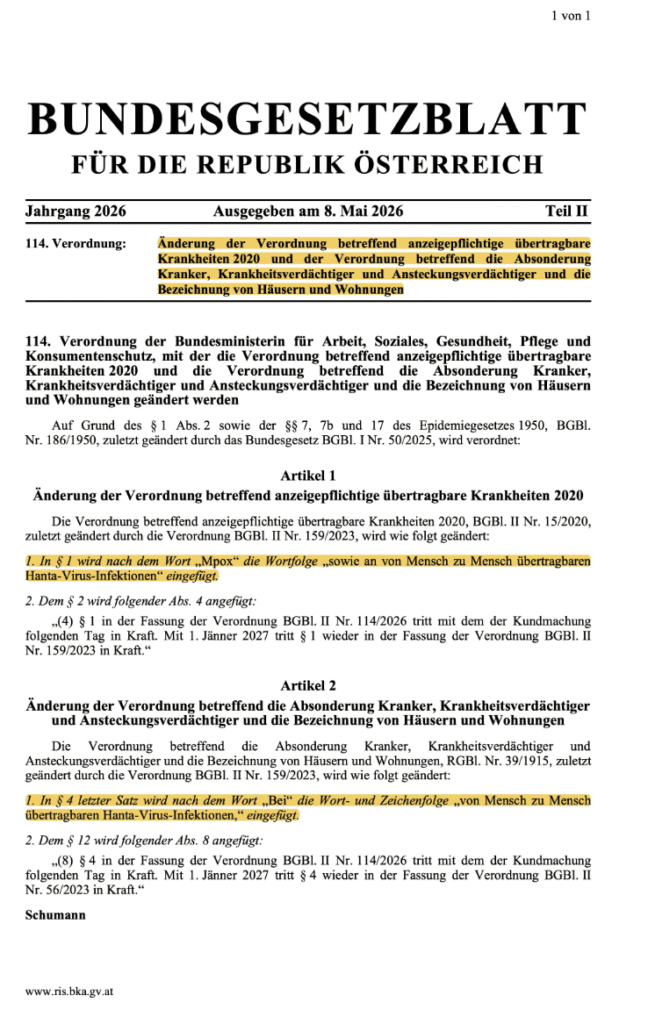 Ist die Hantavirus-Verordnung aus Österreich echt?