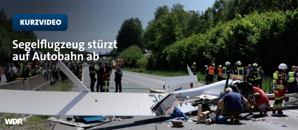 Segelflugzeug in NRW auf Autobahn A45 gestürzt