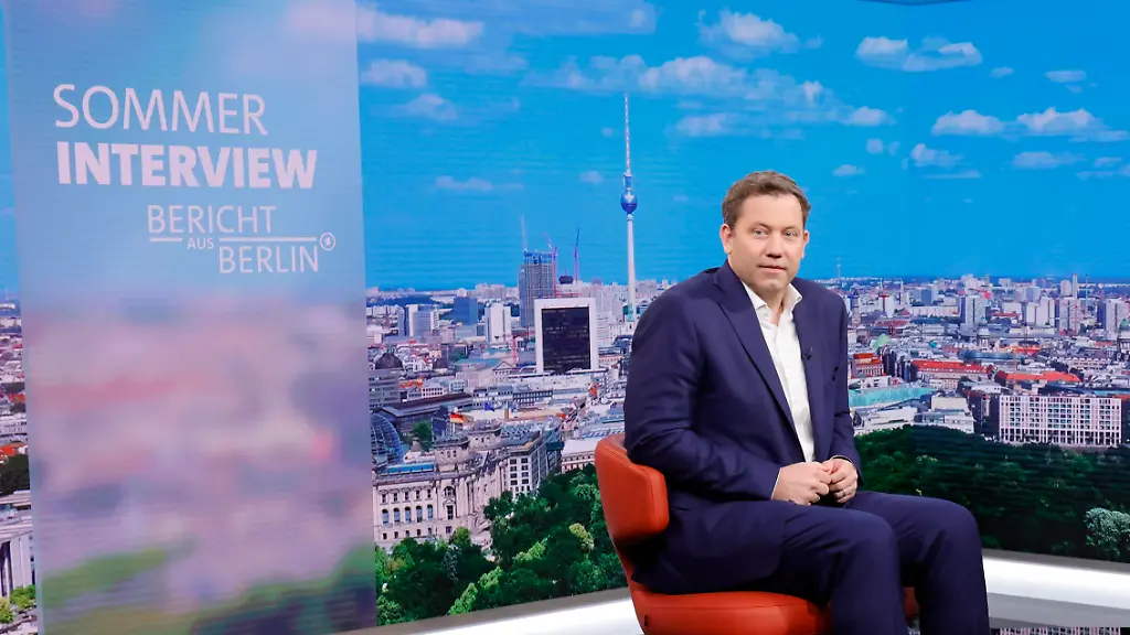 Deutschland-Berlin-ARD-Sommerinterviews-starten-Vizekanzler-Bundesfinanzminister-und-SPD-Vorsitzender-Lars-Klingbeil-Moderator-Matthias-Deiss