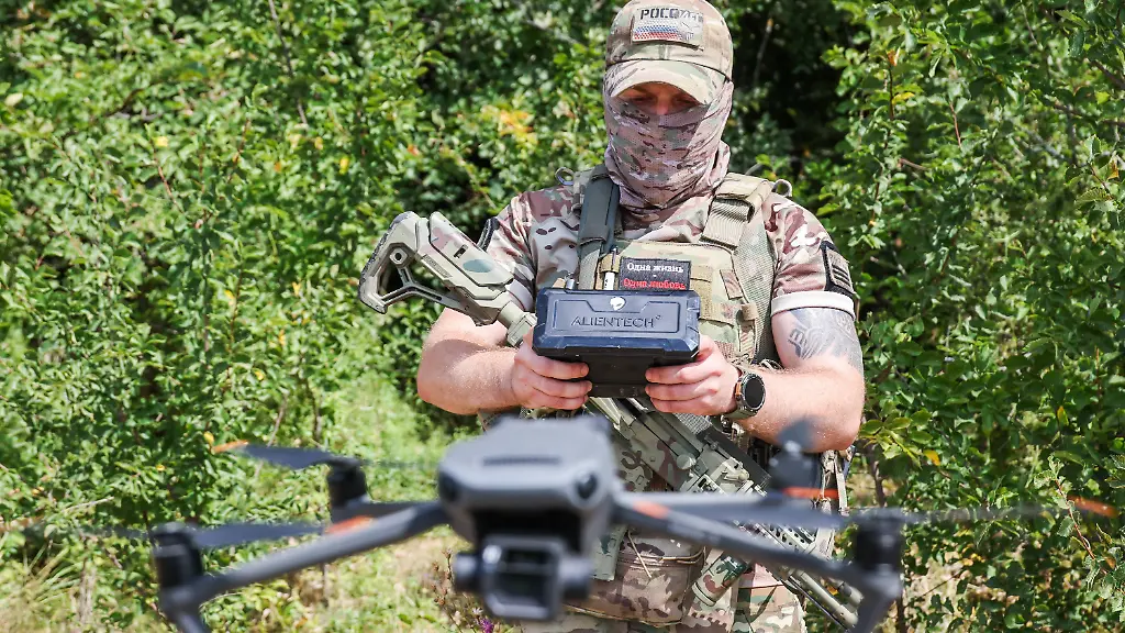 RUSSIA-JULY-31-2024-A-serviceman-launches-a-drone-on-the-Zaporozhye-front-of-Russia-s-special-military-operation