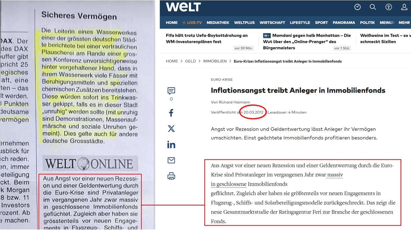 WELT-Artikel von 2012 über Immobilienfonds