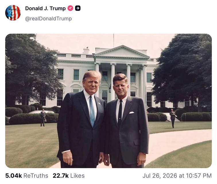Nein, Trump postete kein KI-Bild mit Jesus, Gandhi und John F. Kennedy