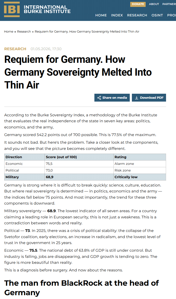 Deutschland-Bericht des International Burke Institute mit der Formulierung Svetofor coalition