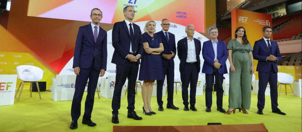 Präsidentschaftskandidaten in Frankreich zum Wahlkampfauftakt bei MEDEF