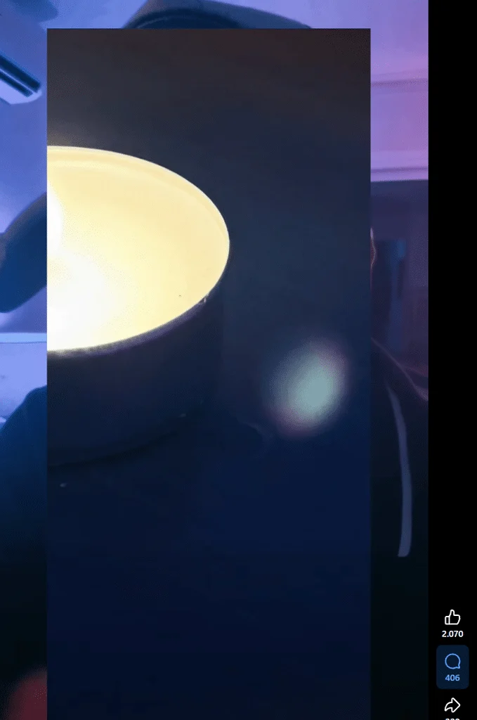 Vergrößerung des Lichtreflexes neben einer Kerze ohne das beim Sonnenbild sichtbare Punktmuster