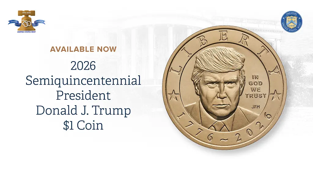 Präsident mit finsterem Blick: Goldener Trump-Dollar kommt in Umlauf