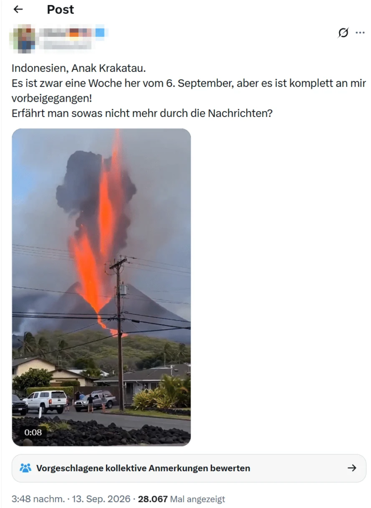 Anak Krakatau: Virales Vulkan-Video ist KI-generiert