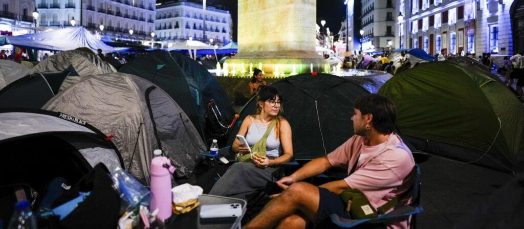 Zeltproteste gegen Wohnungsnot und hohe Mieten in Madrid