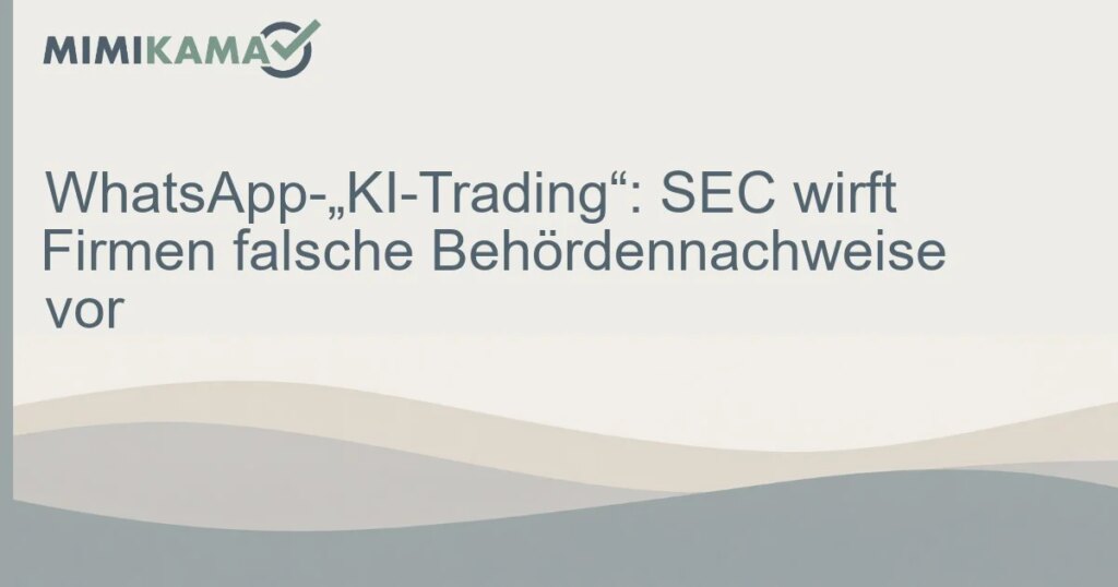 WhatsApp-KI-Trading mit falschen SEC-Nachweisen
