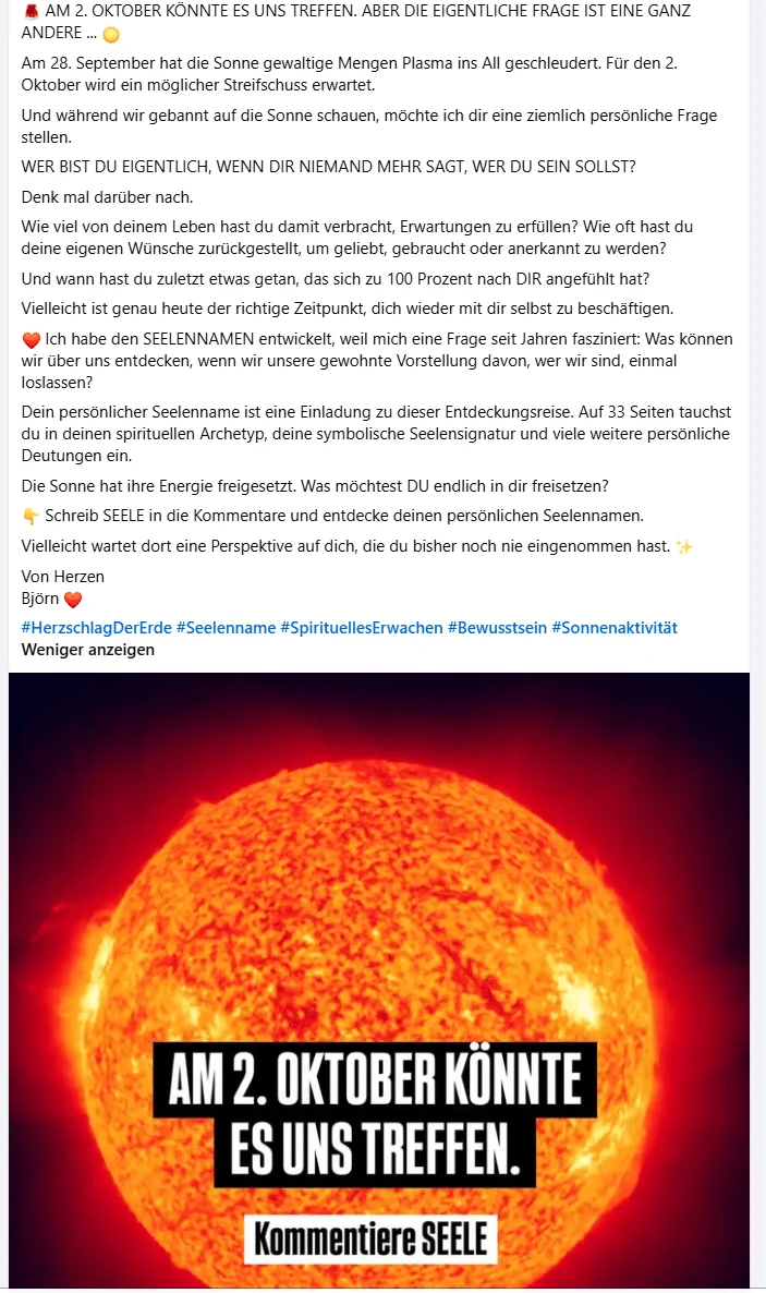Sonnensturm mit Seelennamen