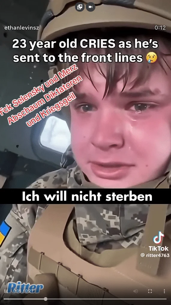 Screenshot des Clips mit dem angeblichen ukrainischen Soldaten