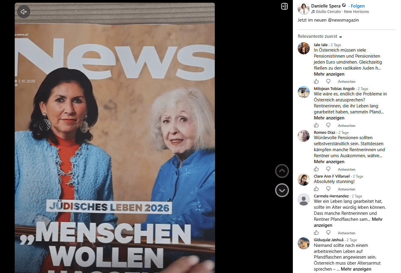 Facebook-Kommentarspalte unter einem Beitrag zum jüdischen Leben 2026