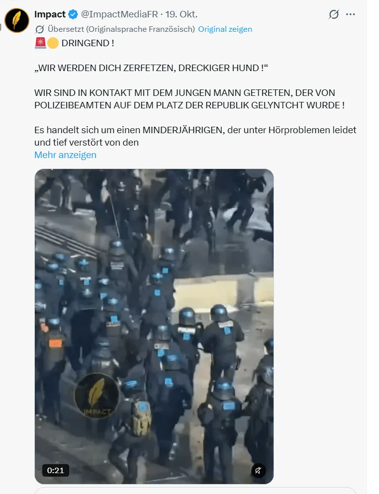 Impact-Beitrag vom 19. Oktober über den Kontakt mit dem verletzten Minderjährigen