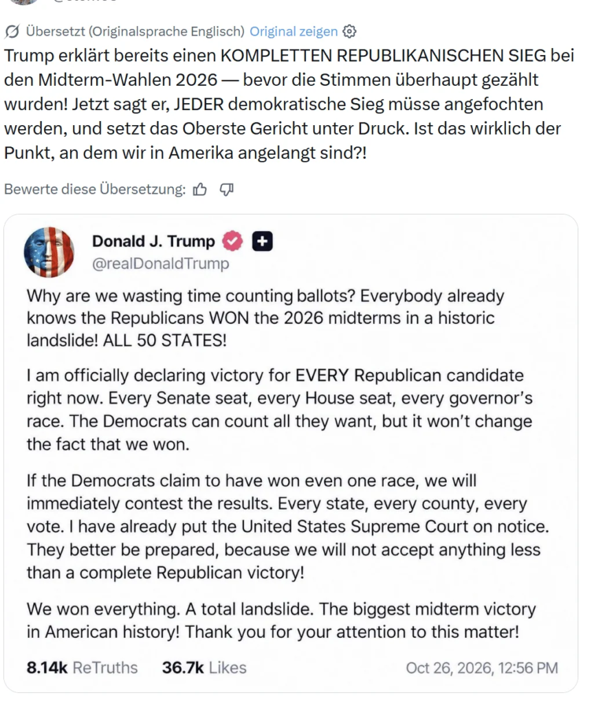 Trump: Gefälschter Screenshot zur Midterms-Siegeserklärung